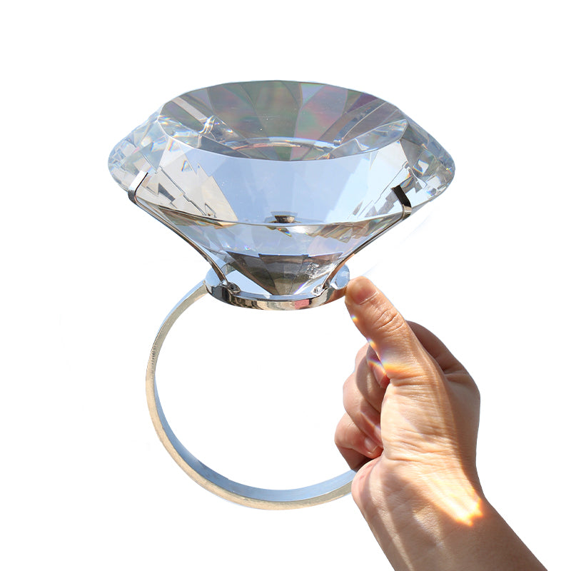 Giant Crystal Diamond Engagement Ring Prop for Wedding Christmas Decor