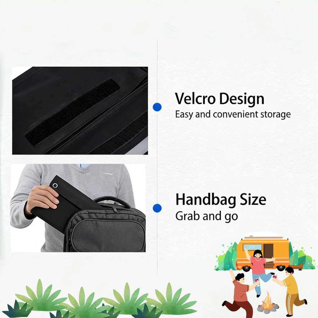 Portable Foldable Solar Panel Charger – 5V/18V/12V Fast Charging for Laptops, Phones & Power Banks