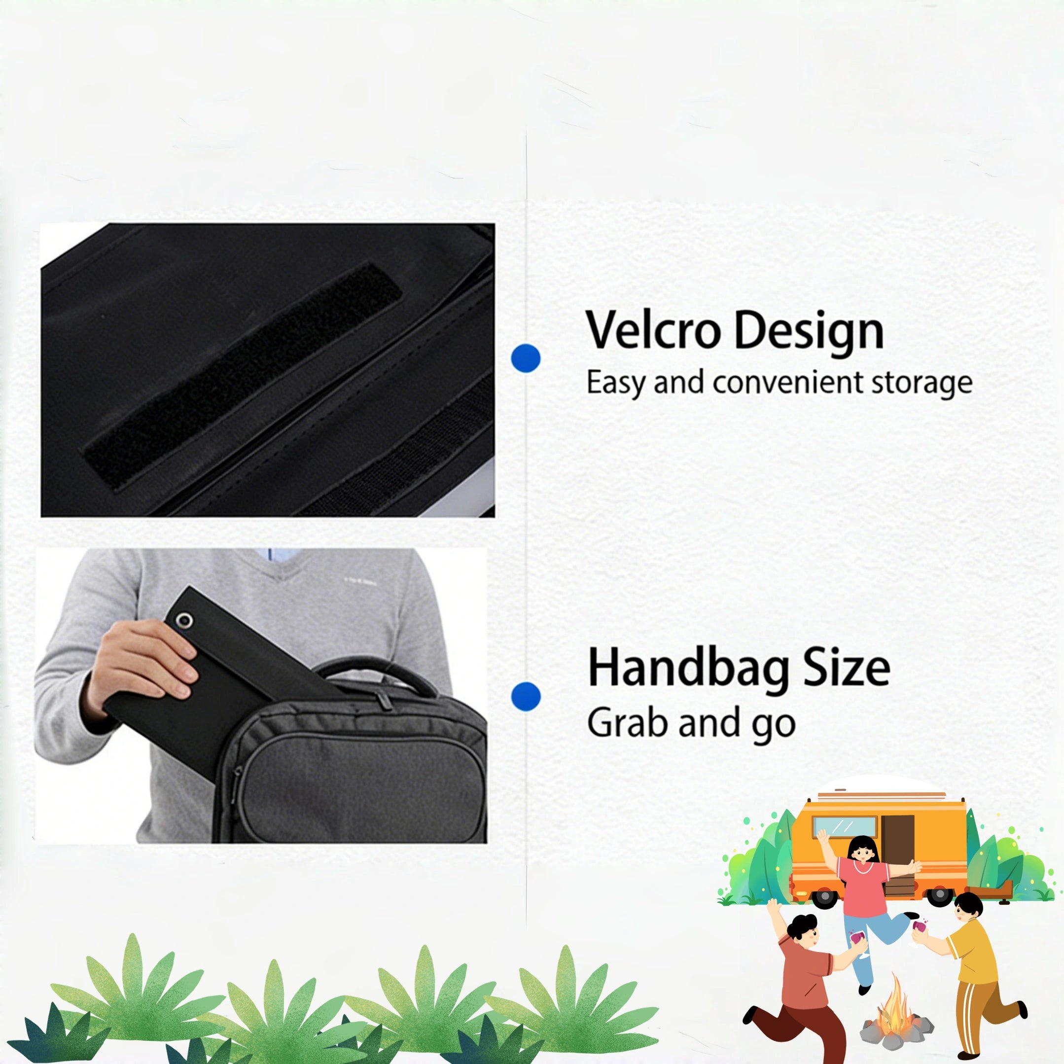 Portable Foldable Solar Panel Charger – 5V/18V/12V Fast Charging for Laptops, Phones & Power Banks