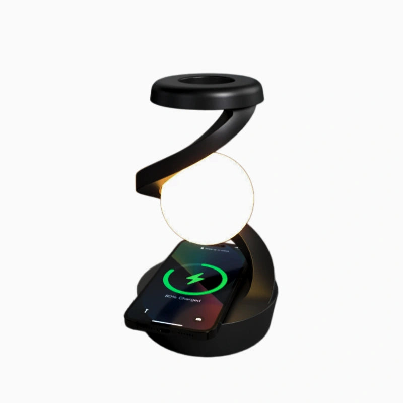 Floating Rotating LED Lamp with Wireless Charging – Modern Table Light