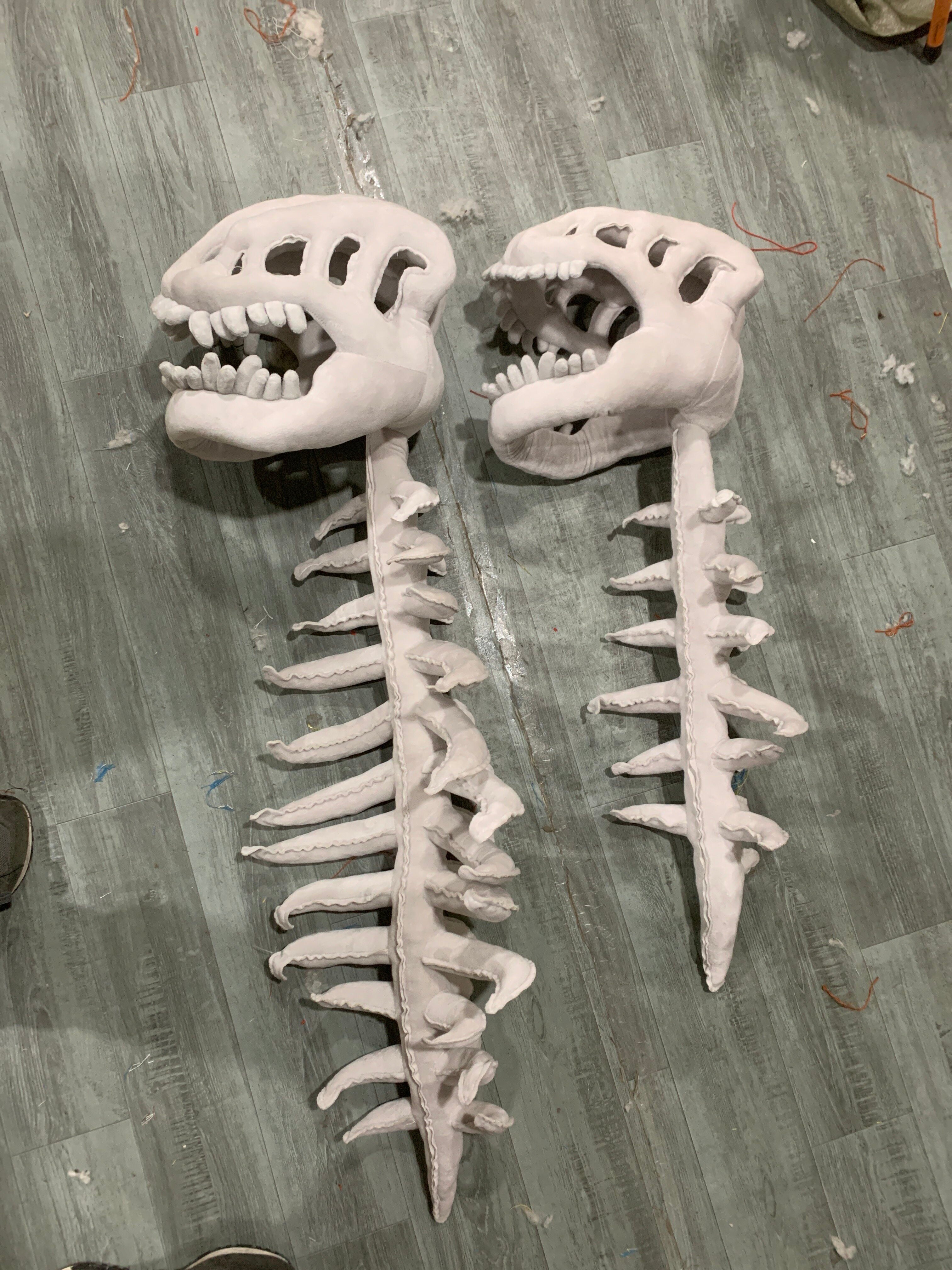 Plush Dinosaur Skeleton Head Hat for Kids & Adults