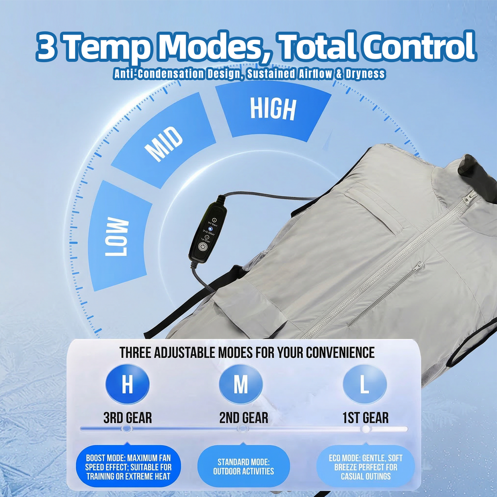 Dual Cooling Fan Shirt with Evaporative Cooling Pad | USB Cooling Apparel for Golf & Outdoor