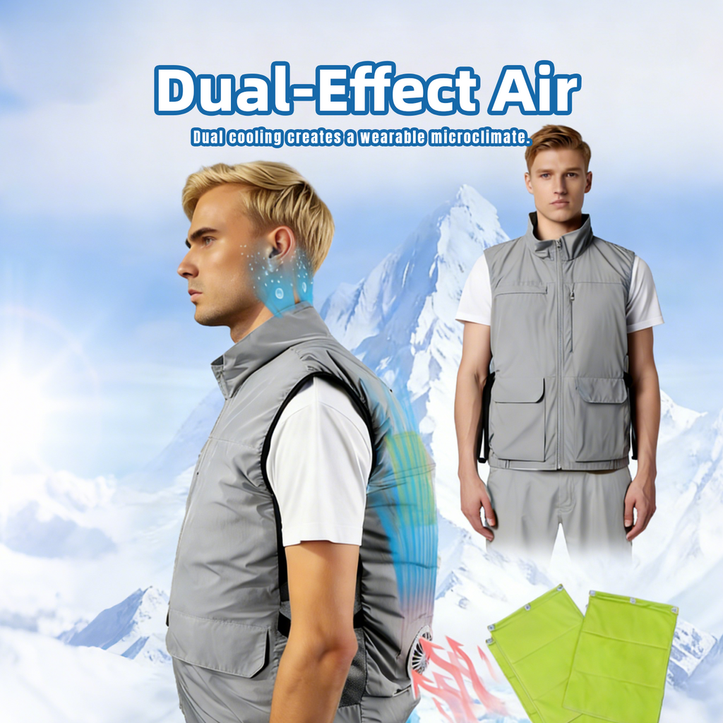 Dual Cooling Fan Shirt with Evaporative Cooling Pad | USB Cooling Apparel for Golf & Outdoor