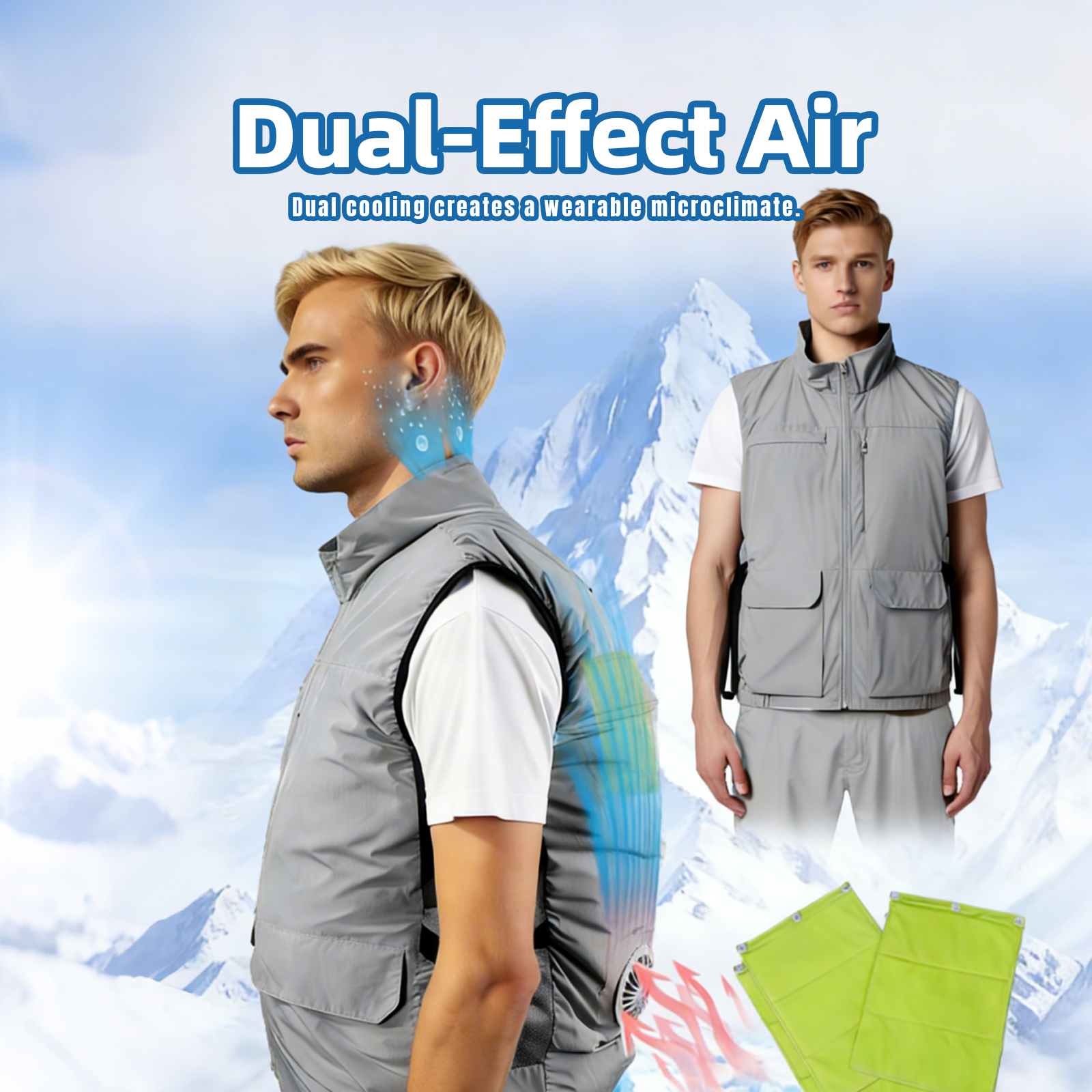 Dual Cooling Fan Shirt with Evaporative Cooling Pad | USB Cooling Apparel for Golf & Outdoor