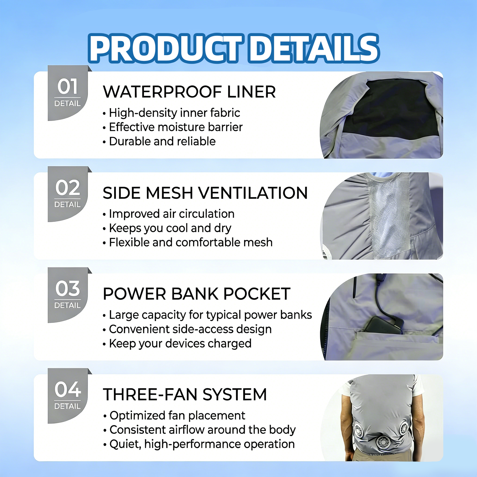 Dual Cooling Fan Shirt with Evaporative Cooling Pad | USB Cooling Apparel for Golf & Outdoor