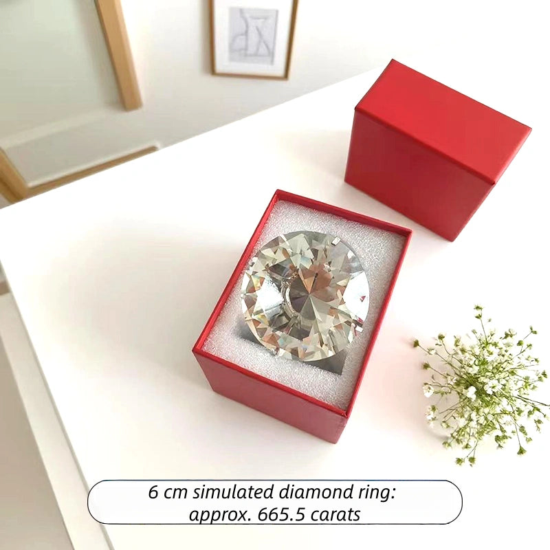 Giant Crystal Diamond Engagement Ring Prop for Wedding Christmas Decor