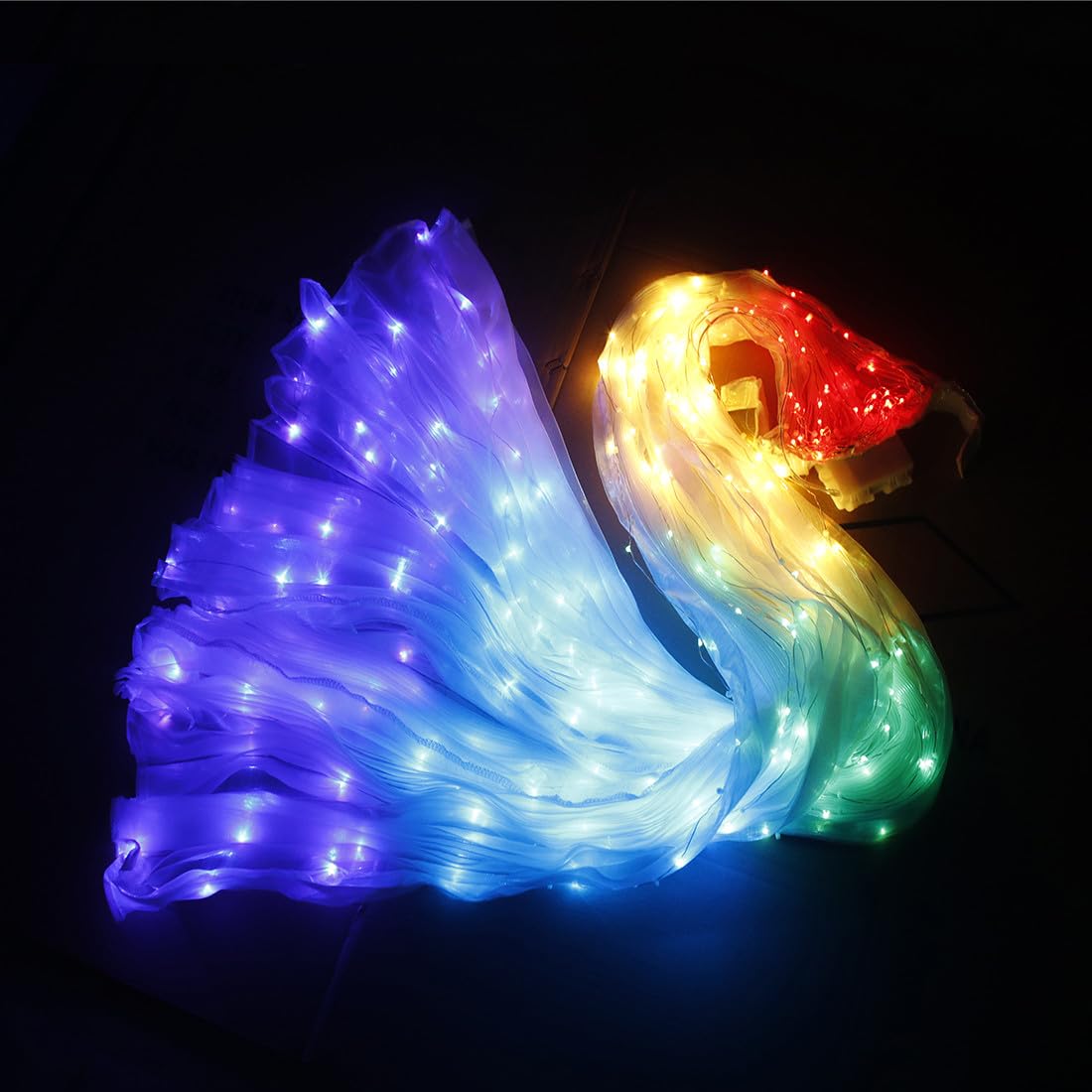 LED Belly Dance Wings with Telescopic Sticks - Glowing Performance Costume for Shows & Parties