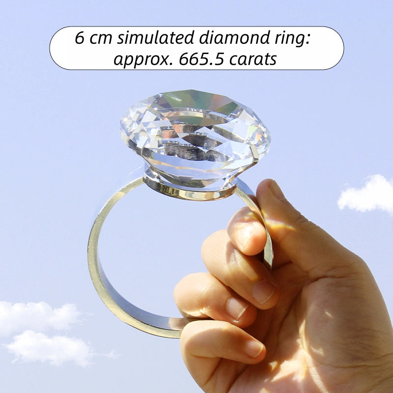 Giant Crystal Diamond Engagement Ring Prop for Wedding Christmas Decor