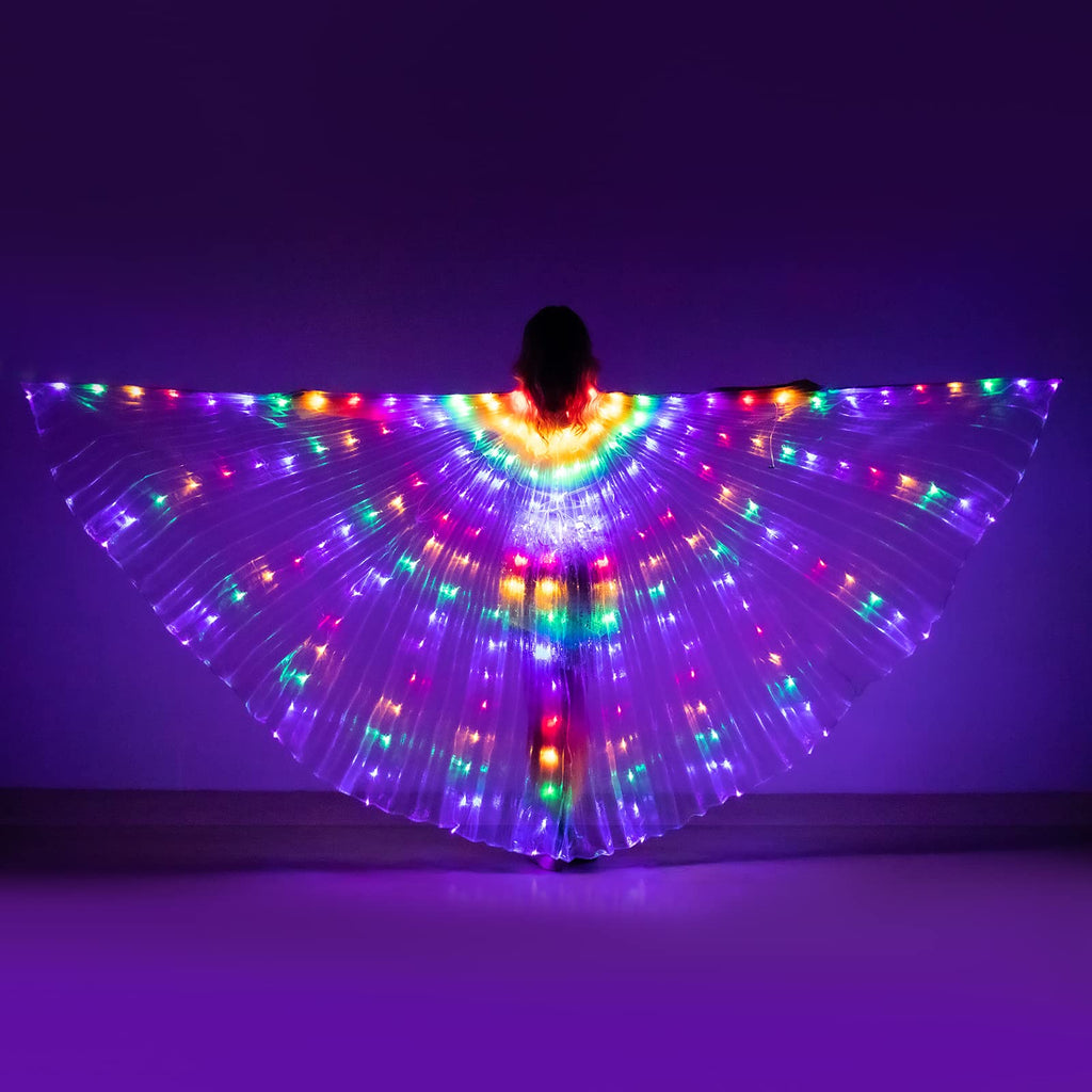 LED Belly Dance Wings with Telescopic Sticks - Glowing Performance Costume for Shows & Parties