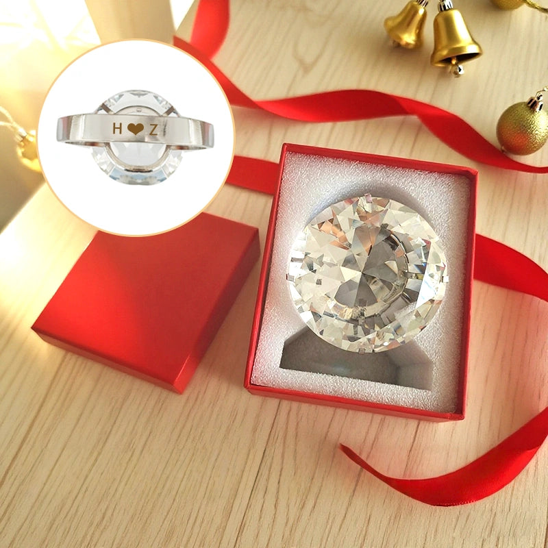 Giant Crystal Diamond Engagement Ring Prop for Wedding Christmas Decor