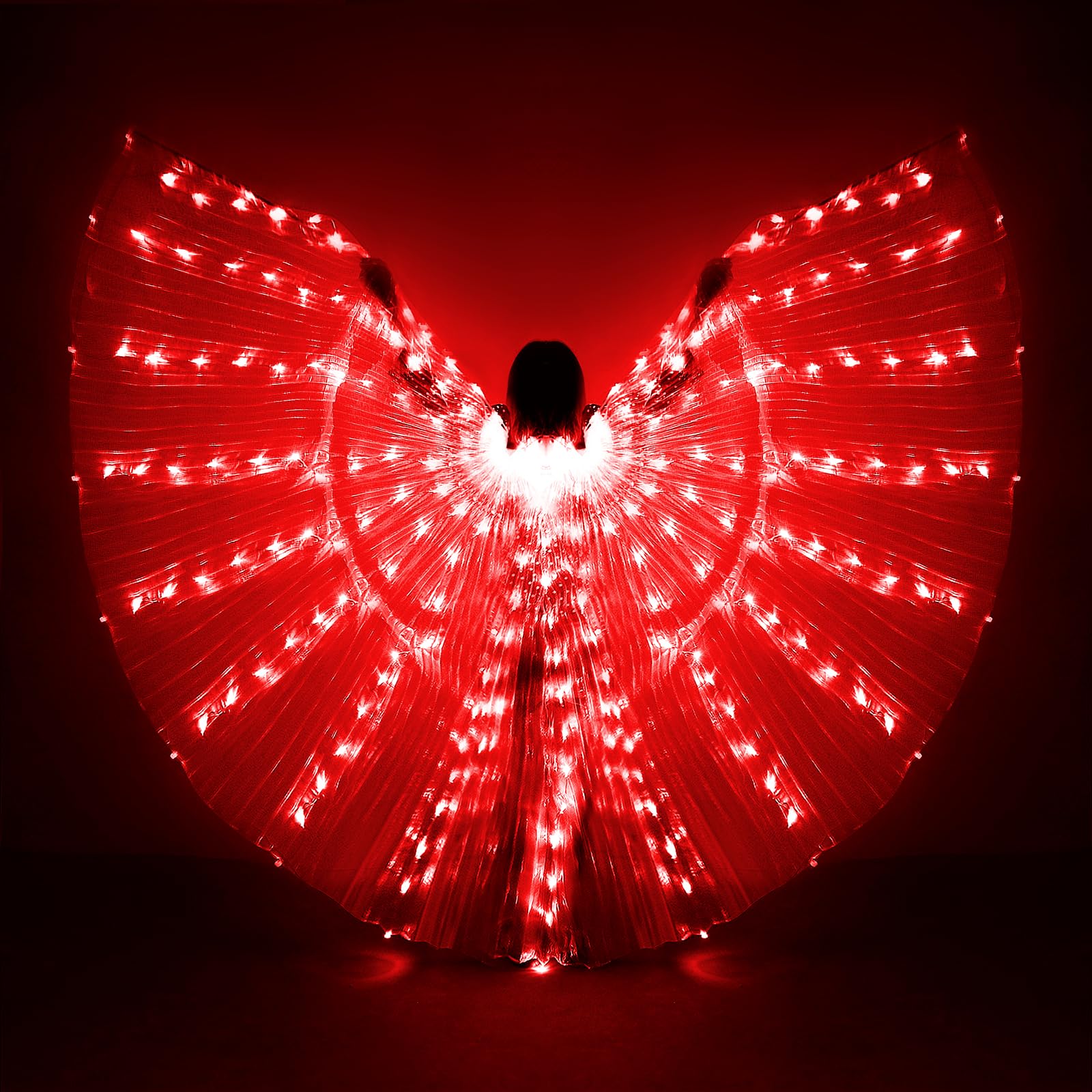 LED Belly Dance Wings with Telescopic Sticks - Glowing Performance Costume for Shows & Parties
