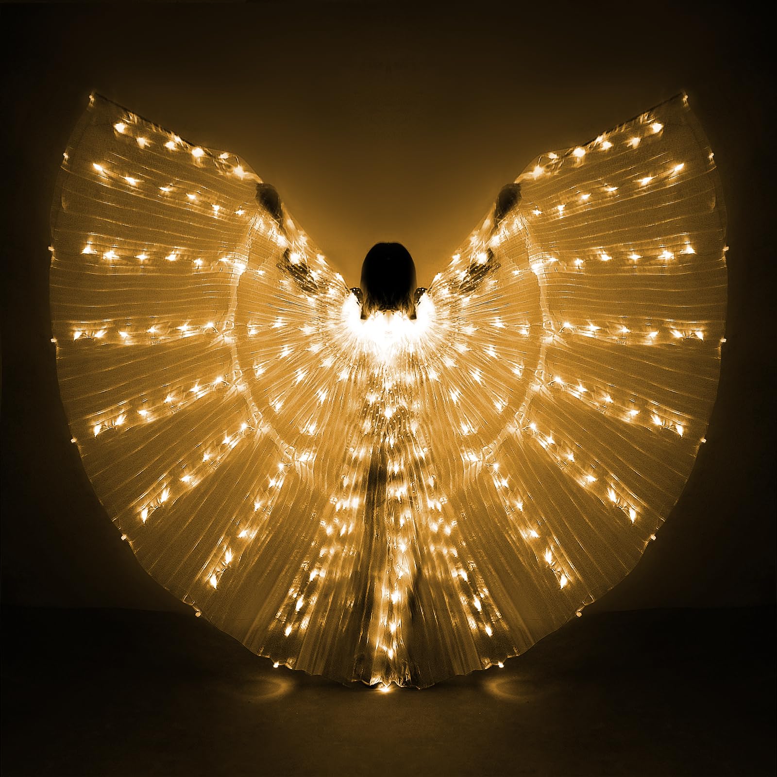LED Belly Dance Wings with Telescopic Sticks - Glowing Performance Costume for Shows & Parties