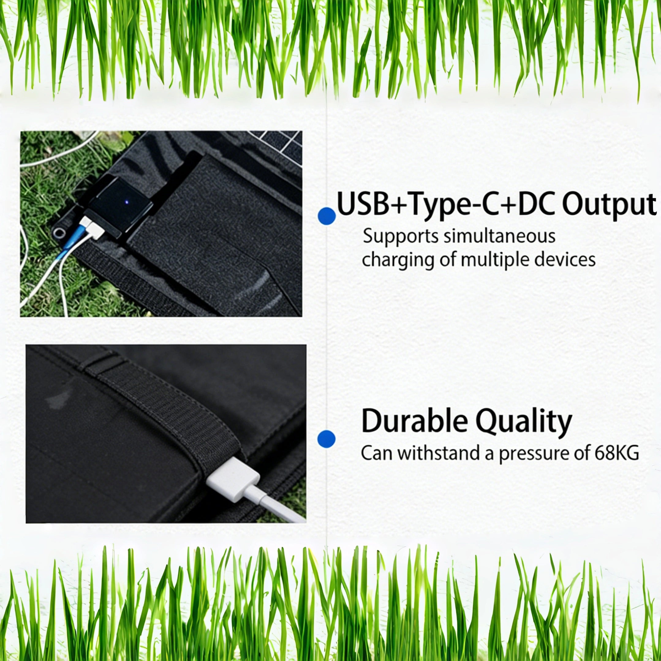 Portable Foldable Solar Panel Charger – 5V/18V/12V Fast Charging for Laptops, Phones & Power Banks