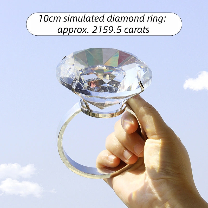 Giant Crystal Diamond Engagement Ring Prop for Wedding Christmas Decor