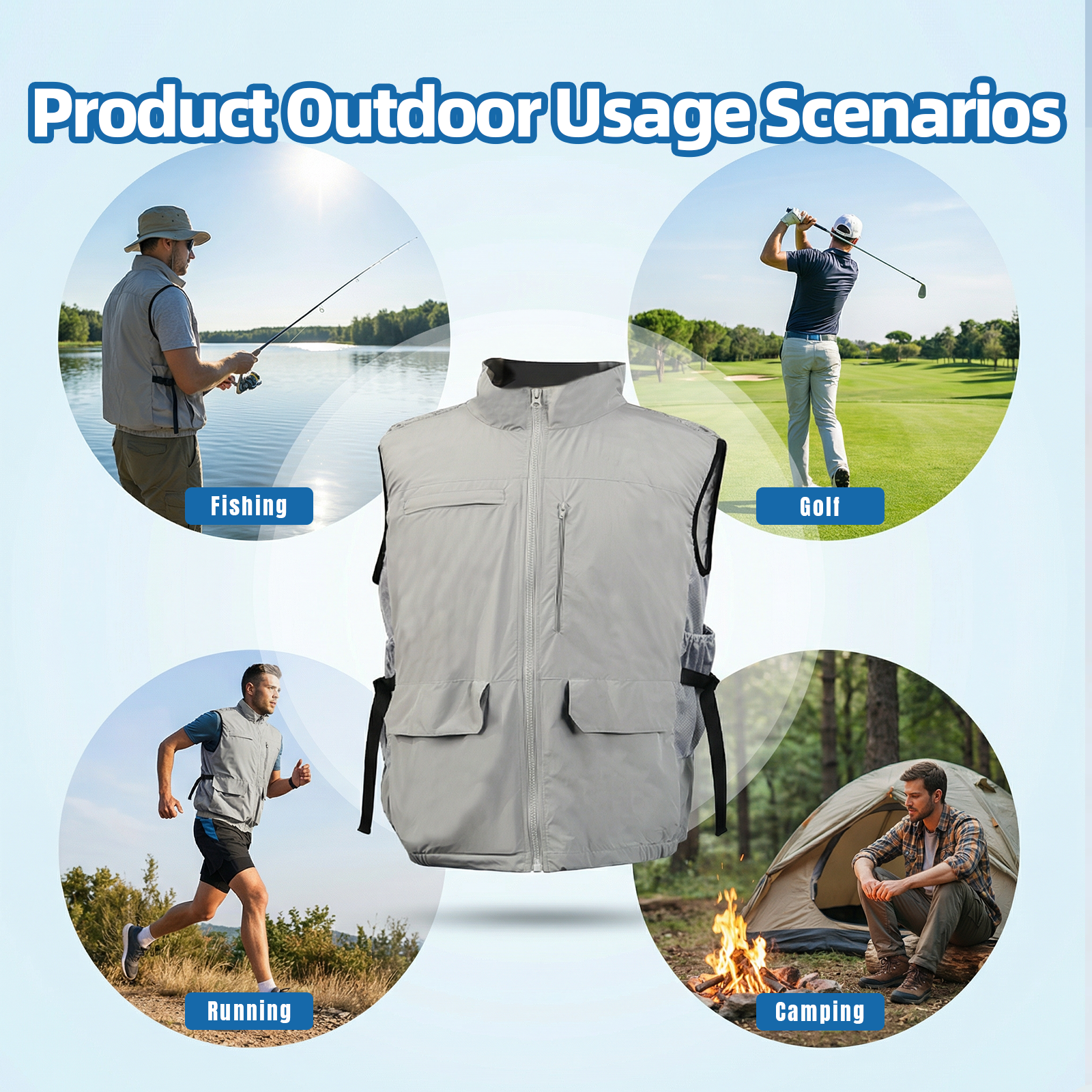 Dual Cooling Fan Shirt with Evaporative Cooling Pad | USB Cooling Apparel for Golf & Outdoor