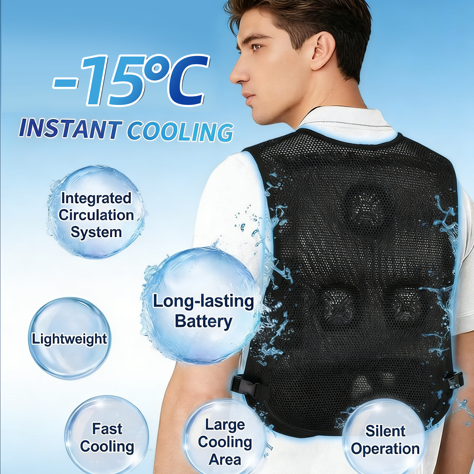 Triple-Fan Semiconductor Cooling Vest for Golf & Outdoor Sports