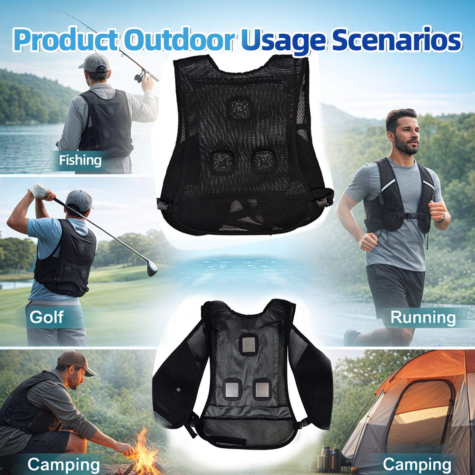Triple-Fan Semiconductor Cooling Vest for Golf & Outdoor Sports