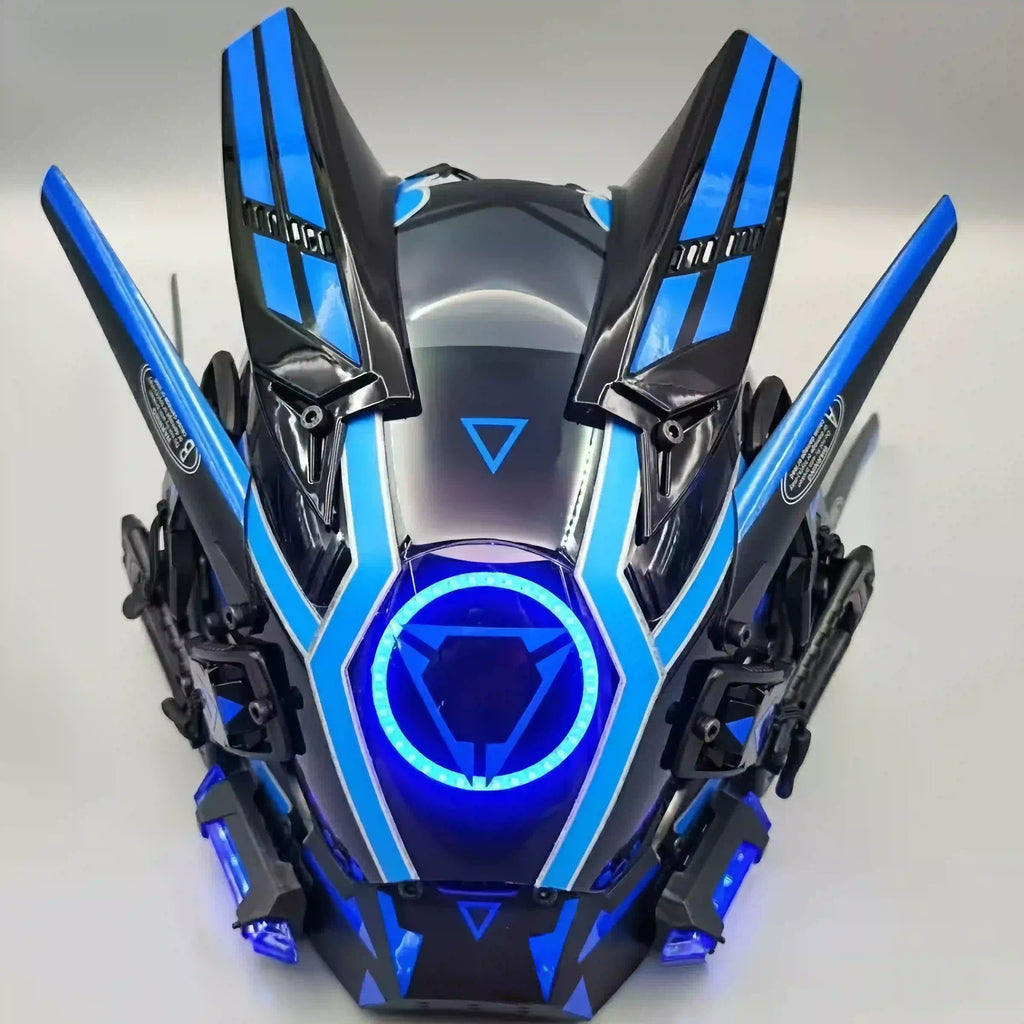 Techwear Punk Cosplay Mask for Men – Futuristic Light-up Helmet for Parties, Festivals & Halloween