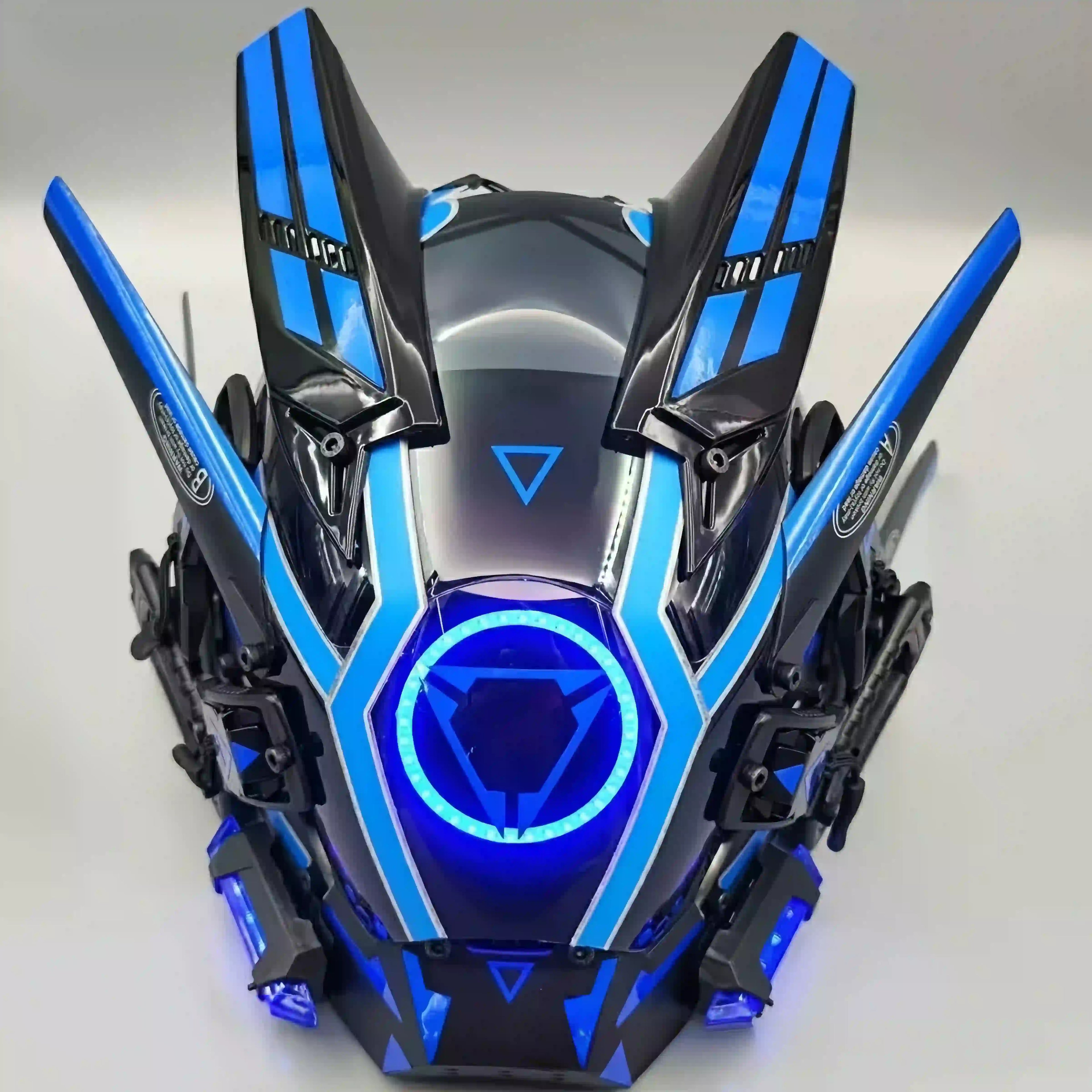 Techwear Punk Cosplay Mask for Men – Futuristic Light-up Helmet for Parties, Festivals & Halloween