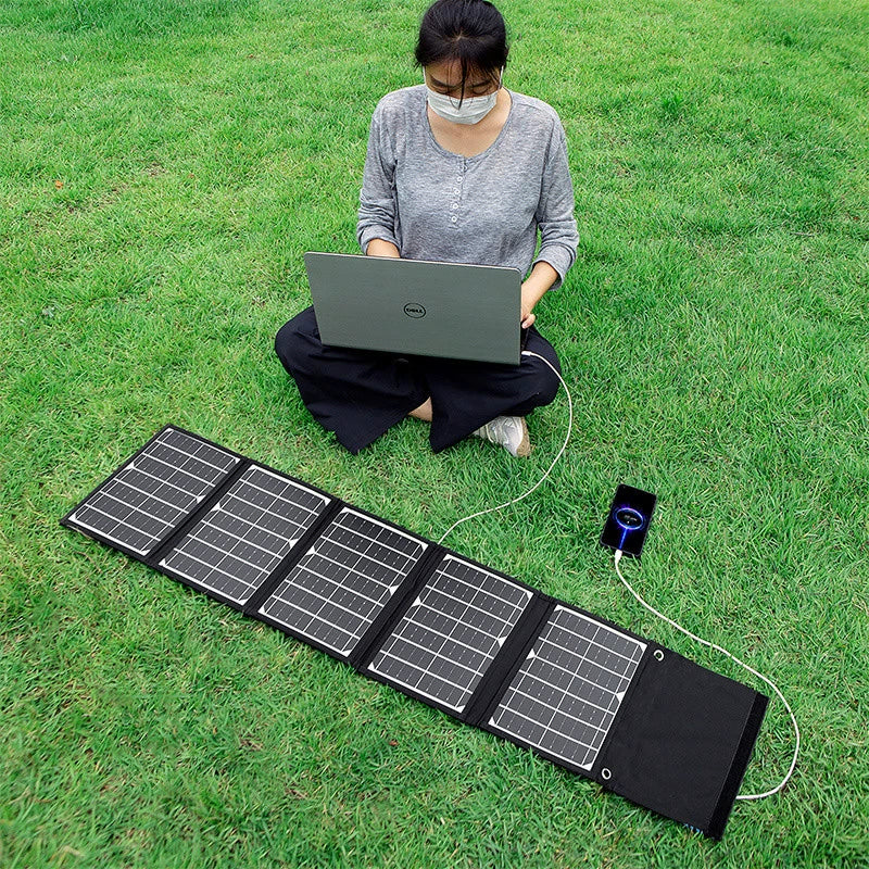 Portable Foldable Solar Panel Charger – 5V/18V/12V Fast Charging for Laptops, Phones & Power Banks