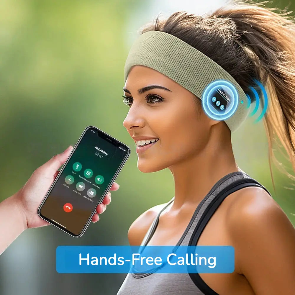 Bluetooth Sports Headband with Headphones | Sweatproof Wireless Headband for Running, Yoga & Workout