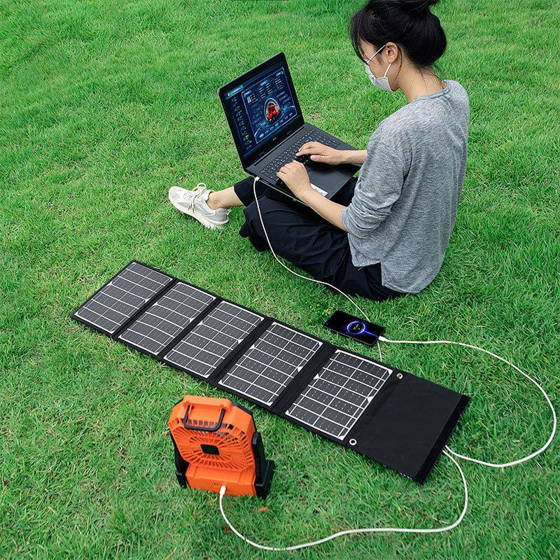 Portable Foldable Solar Panel Charger – 5V/18V/12V Fast Charging for Laptops, Phones & Power Banks