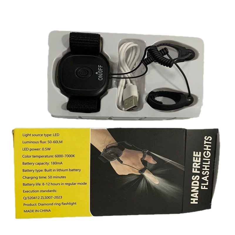 Rechargeable Wrist LED Finger Lights – Portable Flashlight for Night Fishing, Repair & Outdoor Activities