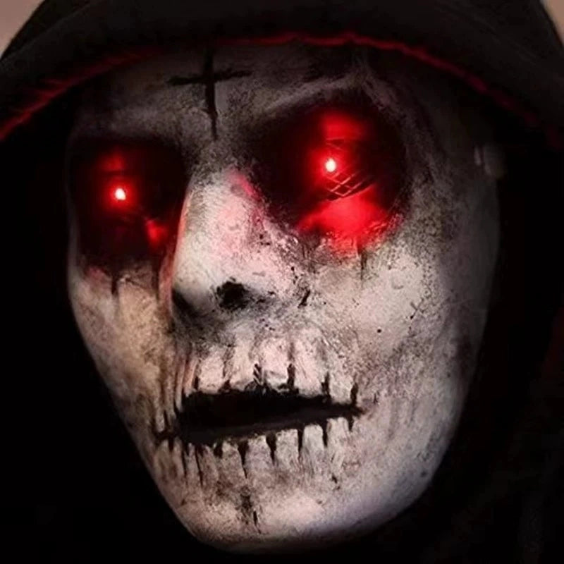 Scary Halloween Skull Mask with Red Eyes