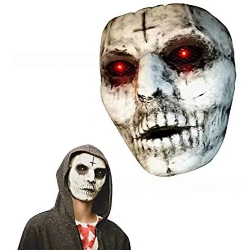 Scary Halloween Skull Mask with Red Eyes