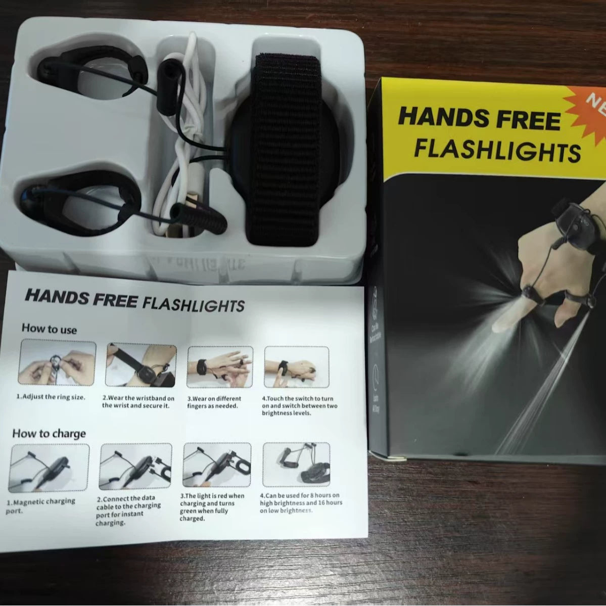 Rechargeable Wrist LED Finger Lights – Portable Flashlight for Night Fishing, Repair & Outdoor Activities