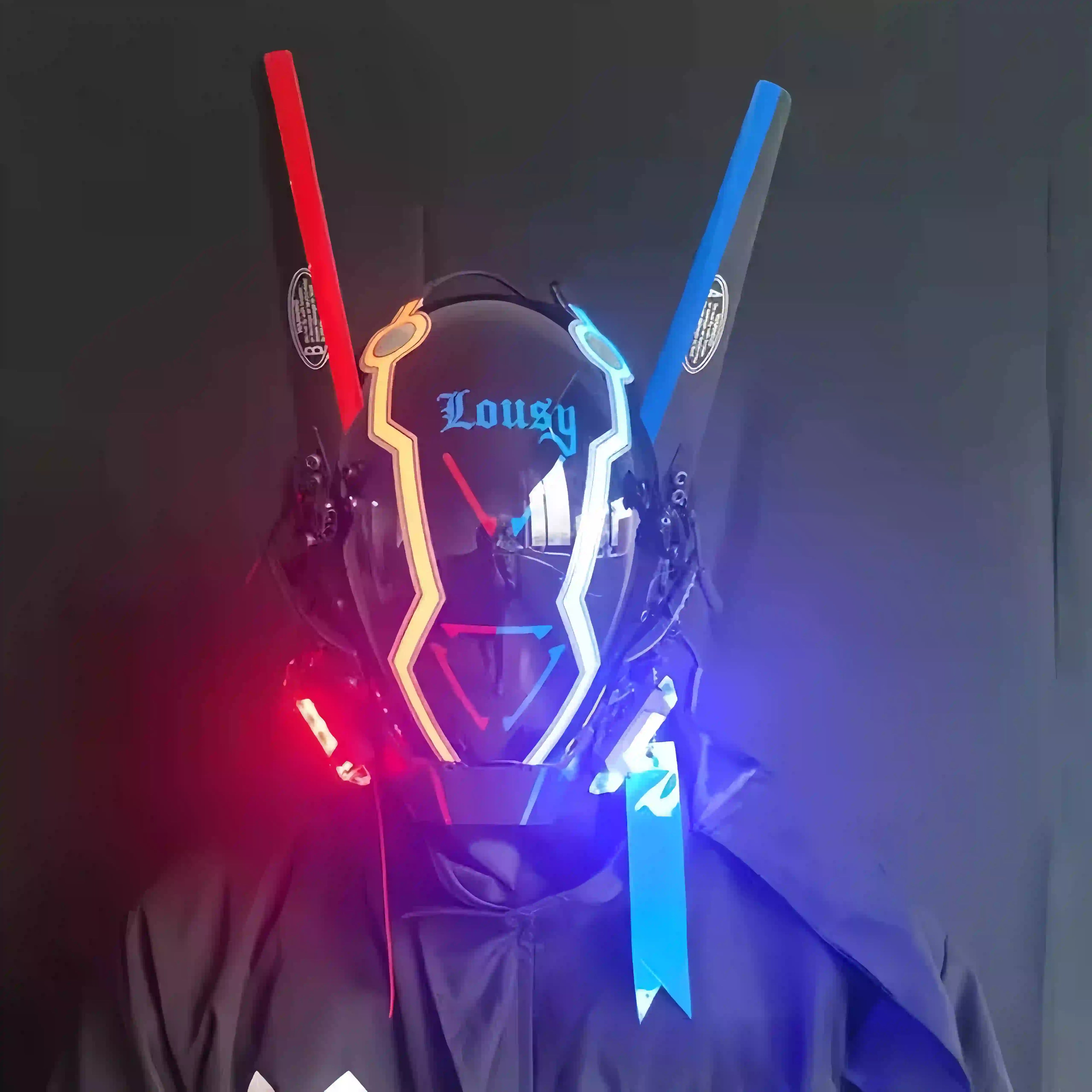Techwear Punk Cosplay Mask for Men – Futuristic Light-up Helmet for Parties, Festivals & Halloween