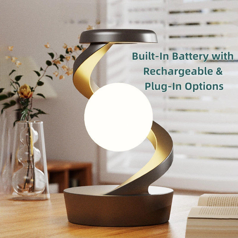 Floating Rotating LED Lamp with Wireless Charging – Modern Table Light