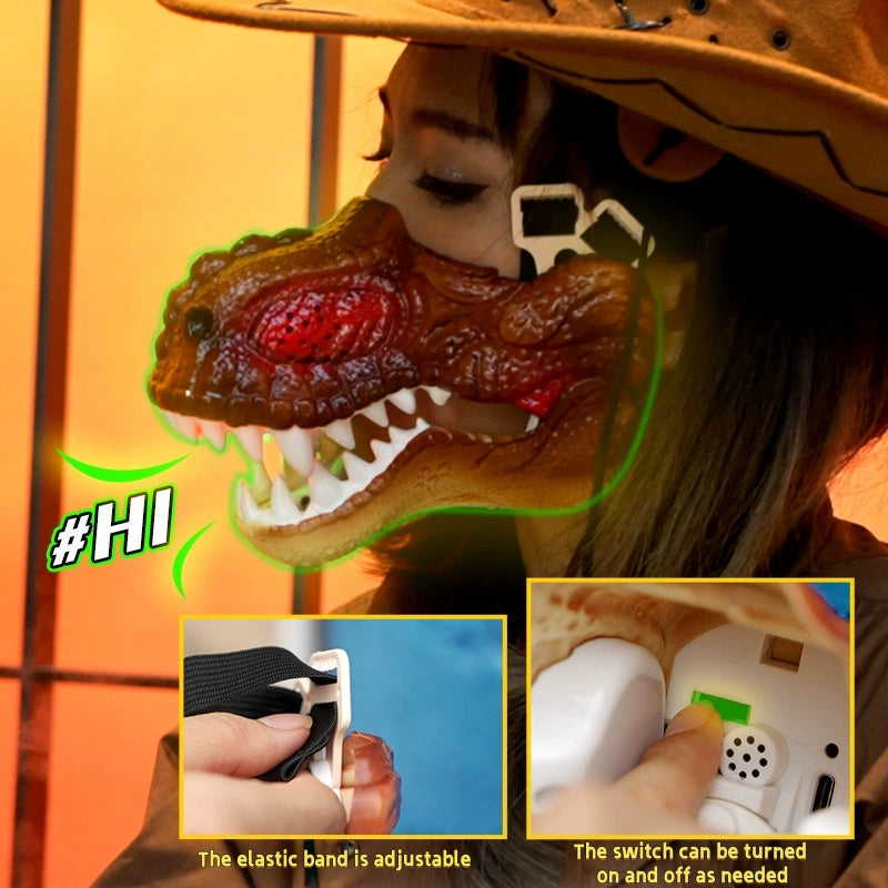 USB Glowing Dinosaur Mask | Talking & Spraying Party Prop